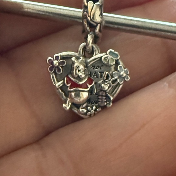Silver Heart Charm with Red Accents - Picture 4 of 5